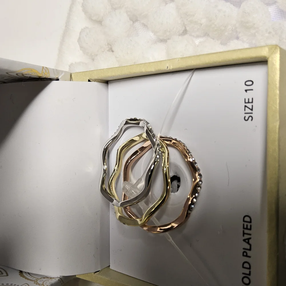 New Charter Club Tri Tone Silver, gold plated trio Ring Size 10